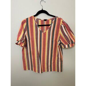 Grawell women’s striped top wood button down back